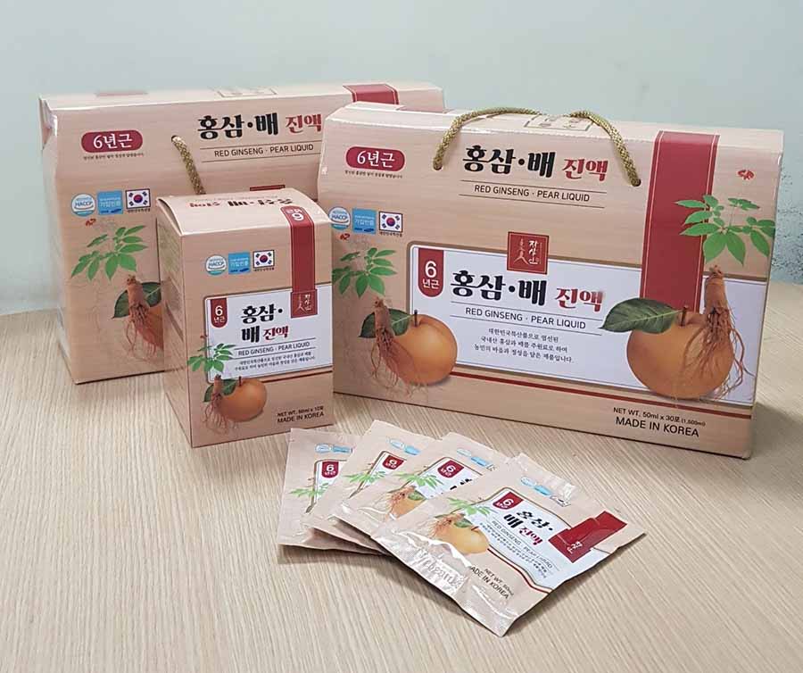 Nước hồng sâm lê Red Ginseng Pear Liquid 30 gói x 50ml